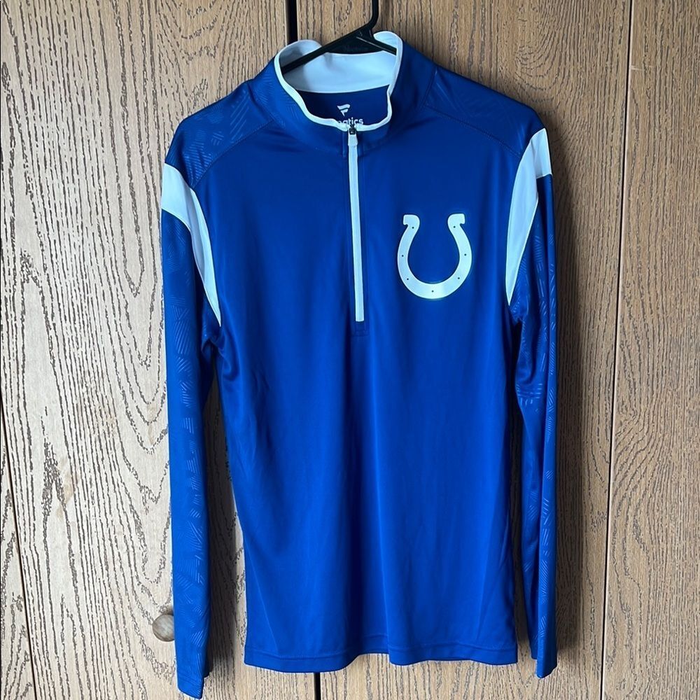 Indianapolis Colts Quarter Zip Pullover Men's Medium Blue Athletic Long Sleeve